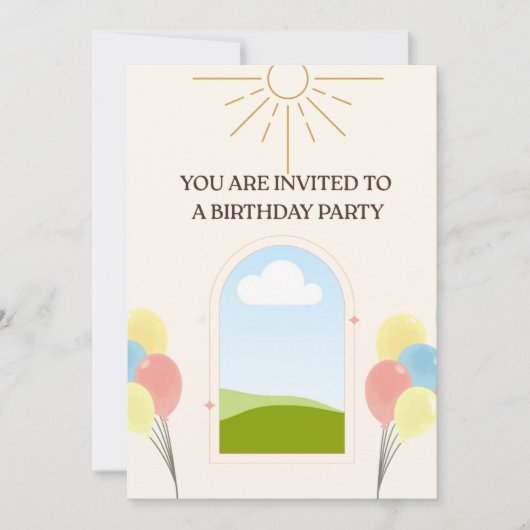Boho Style Birthday Invitation card  (Devant)