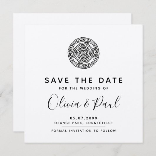 Boho style celtique Enregistrer la carte Mariage D (Devant / Derrière)