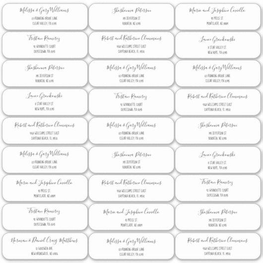 Boho Style Script Lettering gastadres Sticker (Voorkant)