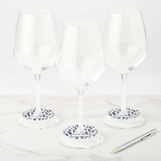 Boho Style Waterverf Feathers Place Card Wijnglaslabel (Set)