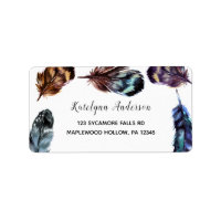 Boho Style Waterverf Feathers Return-adres