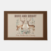 Boho Style Waterverf Rendier Monogram Kerst Deurmat (Voorkant)