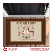 Boho Style Waterverf Rendier Monogram Kerst Deurmat