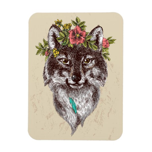 Boho Style Wolf Halo Portrait Magneet (Verticaal)