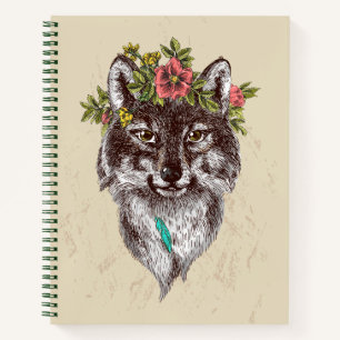 Boho Style Wolf Halo Portrait Notitieboek