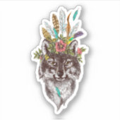Boho Style Wolf Halo Portrait Sticker (Voorkant)