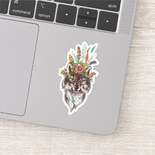 Boho Style Wolf Halo Portrait Sticker