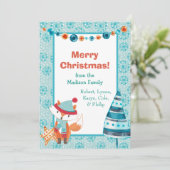 Boho Style Woodland Fox-kerstkaart Feestdagenkaart (Staand voorkant)