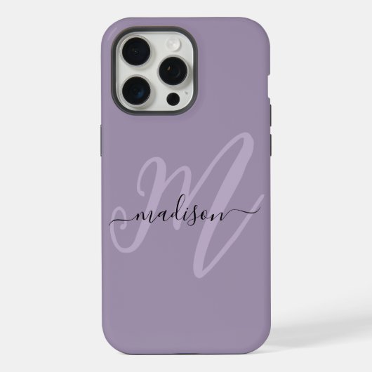 Boho Stylish Lavender Script Monogramme et nom (Verso)