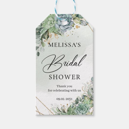 Boho succulent bloemen greenery Gold Vrijgezellenf Cadeaulabel (Voorkant)