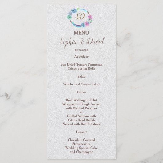 Boho Succulent Cactus Wreath Menu Mariage (Devant)