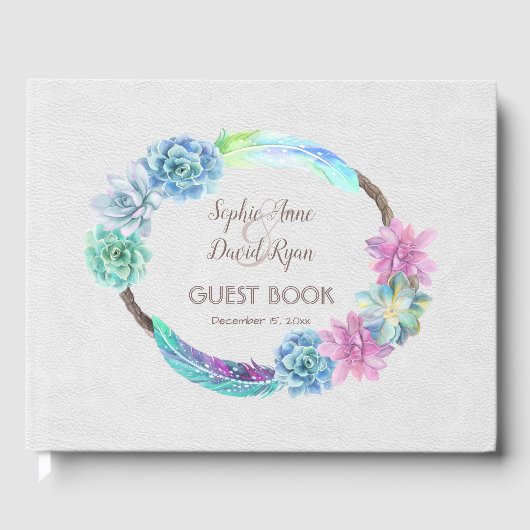Boho Succulent Cactus Wreath Wedding Gastenboek (Voorkant)