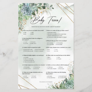 Boho succulent eucalyptus gold lijst Baby trivia