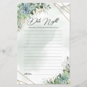 Boho succulent eucalyptus gold lijst Datum Nacht