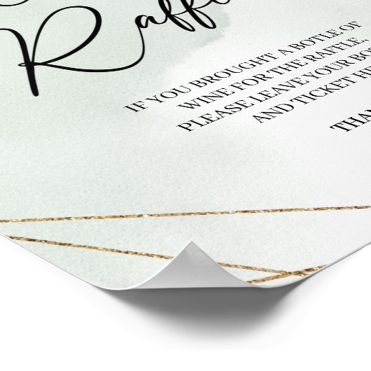 Boho succulent eucalyptus Gold Wine Raffle game Poster (Hoek)