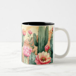 Boho Succulent Floral Watercolor Mug Tweekleurige Koffiemok