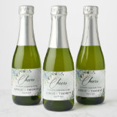 Boho succulent greenery eucalyptus gold lijst sparkling wijnetiket (Flessen)