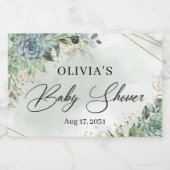 Boho succulent greenery eucalyptus gold lijst sparkling wijnetiket (Enkel label)