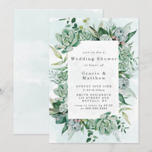 Boho Succulent Greenery Wedding Shower-uitnodiging