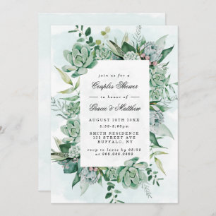 Boho Succulent verdure Couples douche Invitations