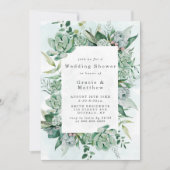 Boho Succulent verdure Invitations Wedding showers (Devant)