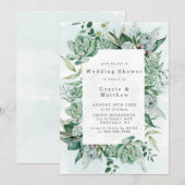 Boho Succulent verdure Invitations Wedding showers (Devant / Derrière)