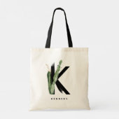 Boho-succulenten Letter K-monogram bruidsmeisje Tote Bag (Achterkant)