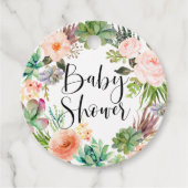 Boho Succulents Floral Wreath Baby shower Bedankjes Labels (Voorkant)