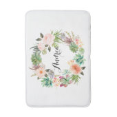 Boho Succulents Floral Wreath Personalized Badmat (Voorkant Verticaal)