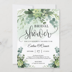 Boho succulents greenery eucalyptus and gold kaart