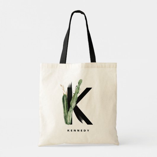 Boho Succulents Letter K Monogram Bruidsmeisje Tote Bag (Achterkant)