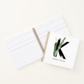 Boho Succulents Letter K Monogram Gepersonaliseerd Notitieboek (Binnen)