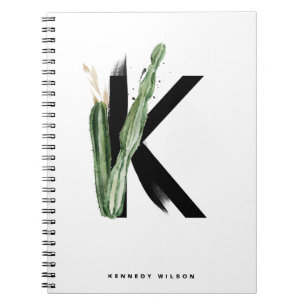 Boho Succulents Letter K Monogram Tropical Notitieboek
