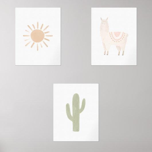Boho Sud-Ouest Llama Girl Nursery Décor (Recto)