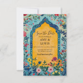 Boho Summer Blue Floral Save the Date Invitation (Devant)