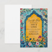 Boho Summer Blue Floral Save the Date Invitation (Devant / Derrière)