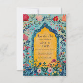 Boho Summer Blue Floral Save the Date Invitation (Devant)