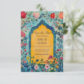Boho Summer Blue Floral Save the Date Invitation (Debout devant)