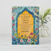 Boho Summer Blue Floral Wedding Invitation (Debout devant)