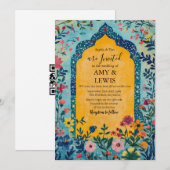 Boho Summer Blue Floral Wedding Invitation (Devant / Derrière)