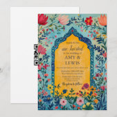 Boho Summer Blue Floral Wedding Invitation (Devant / Derrière)