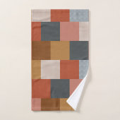 Boho Summer Blue Yellow Terracota Beige Patchwork Bad Handdoek (Handdoek)