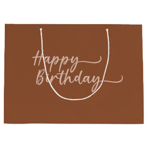 Boho Summer Brown Terracotta Trendy Happy Birthday Groot Cadeauzakje