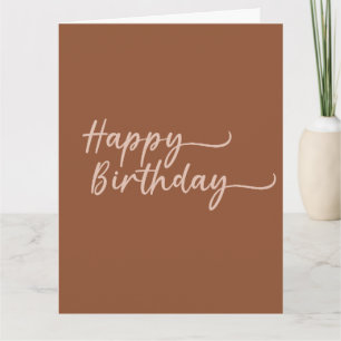 Boho Summer Brown Terracotta Trendy Happy Birthday Kaart