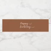 Boho Summer Brown Terracotta Trendy Happy Birthday Waterfles Etiket (Enkel label)