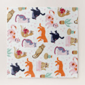 Boho Summer Cute Cats Green Cactus Legpuzzel (Horizontaal)