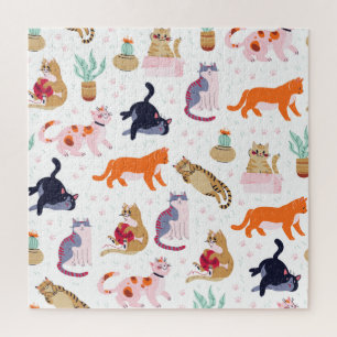 Boho Summer Cute Cats Green Cactus Legpuzzel