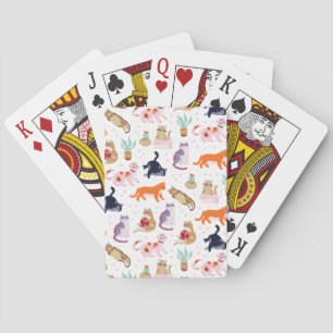 Boho Summer Cute Cats Green Cactus Pokerkaarten