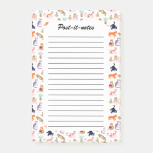 Boho Summer Cute Cats Green Cactus Post-it® Notes