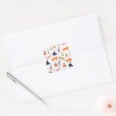 Boho Summer Cute Cats Green Cactus Vierkante Sticker (Envelop)